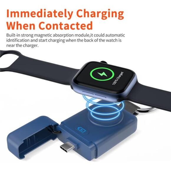 Portable Wireless Charger for Apple Watch,Upgraded iWatch Charger 1400mAh Smart - Picture 4 of 7